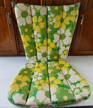Vintage Homecrest Retro Green Yellow Patio Chair Cushion