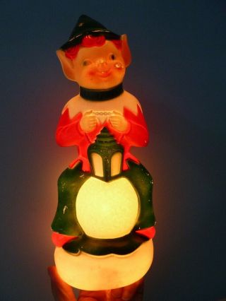 Vtg 1970 Empire Christmas Blow Mold / Light Up Elf Pixie Snowball Lantern 13.  5 "
