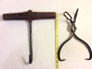 Vintage Hook Tool,  Hay Pick Up & Rustic Ice Tong.