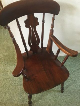 Vtg Solid Wooden Armed Child Size Kids Childrens Dinning Style Chair