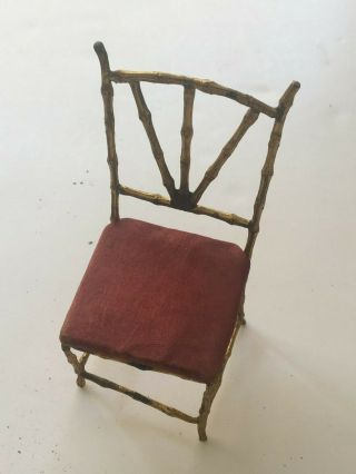 Antique Dolls House Miniature Chair - Metal Frame - Gold - 1800 