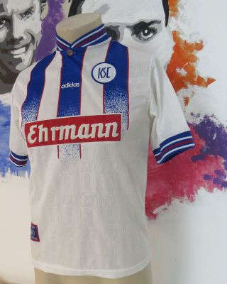Vintage Karlsruhe Sc 1996 - 98 Home Shirt Adidas Soccer Jersey Size 164 14y Xs.