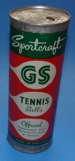 Vintage Sportcraft Tennis Balls Empty Metal Can Key Wind Lid Made In England