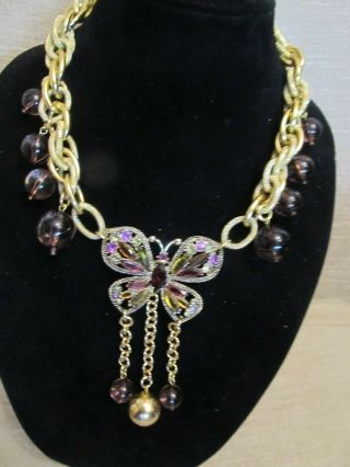 Vintage Monet Rhinestone Butterfly Statement Necklace - A Repurposed 2