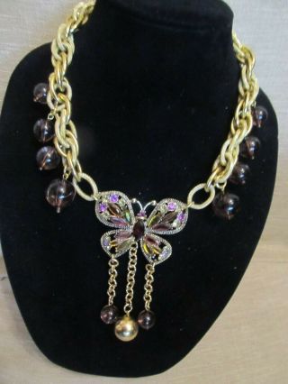 Vintage Monet Rhinestone Butterfly Statement Necklace - A Repurposed 3