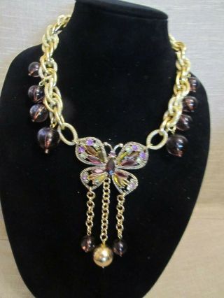 Vintage Monet Rhinestone Butterfly Statement Necklace - A Repurposed 4