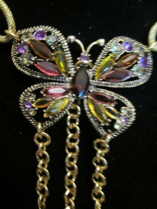 Vintage Monet Rhinestone Butterfly Statement Necklace - A Repurposed 5