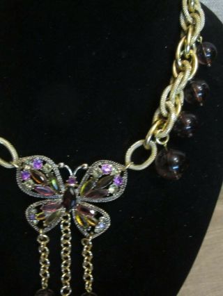 Vintage Monet Rhinestone Butterfly Statement Necklace - A Repurposed 7