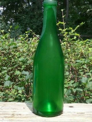 LOVELY FROSTED VINTAGE GREEN SEA GLASS BOTTLE WITH KICK - UP EMBOSSED 3