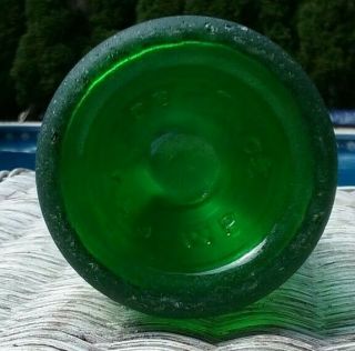 LOVELY FROSTED VINTAGE GREEN SEA GLASS BOTTLE WITH KICK - UP EMBOSSED 4