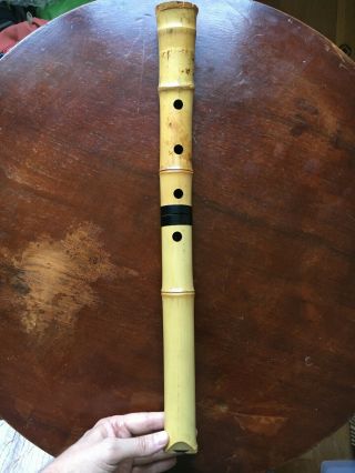 Vintage Asian Japanese Bamboo Flute Shinobue 19.  5” Comes Apart 2 Parts