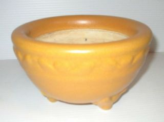 Vintage Ceramic Matte Mustard Arts & Crafts Pottery Unknown Bowl Animal Face