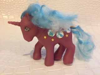 Vintage My Little Pony G1 Beachball Sunshine Unicorn Purple W/ Blue/white Hair