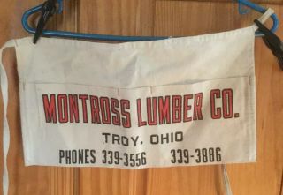 Vintage Cloth Nail Aprons.  Montross Lumber Co Troy Oh
