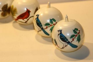 12 Vintage Christmas Ornaments White Plastic Wrapped Pictures City Bell Cardinal 4