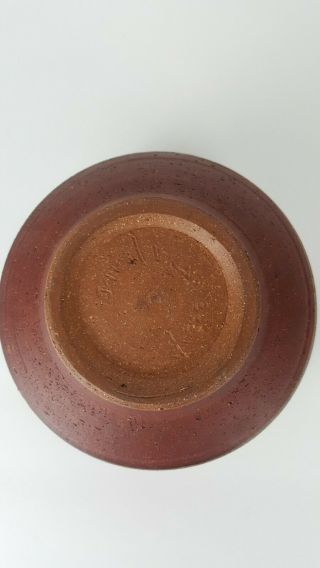 Vintage Stoneware Studio Pottery Bowl Fall Leaves Earth tones Natural SIGNED 4