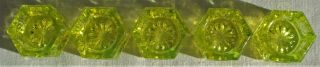 Vintage Yellow Vaseline Uranium Glass Elegant Salt Dip Dishes - Glows Bright Fiv 7