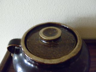 Vintage BAUER Pottery Plain Ware Brown Glaze 2 Bean Pot with Lid 2