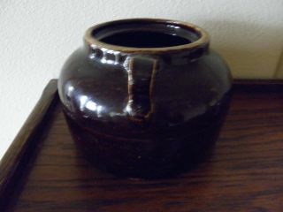 Vintage BAUER Pottery Plain Ware Brown Glaze 2 Bean Pot with Lid 5