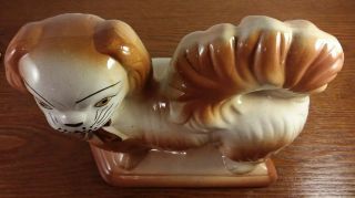 Vintage Staffordshire Style Dogs Statue Figures Brown & Cream Mantle Dogs 5