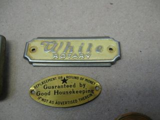 Vtg Singer & White Treadle & Electric Sewing Machine Name Plates Tags Medallions 4
