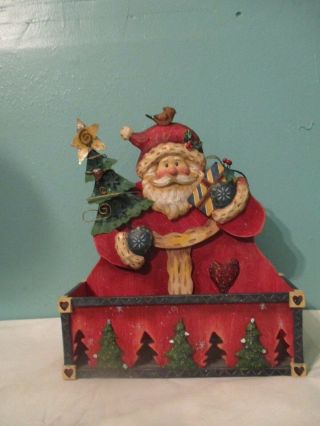Vintage Christmas Santa Wall / Shelf Caddy / Box