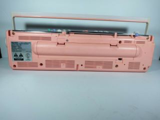 VINTAGE 80 ' s PINK SHARP STEREO RADIO CASSETTE PLAYER WQ 572P - 3