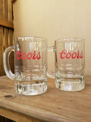 Set Of 2 Coors Beer Mugs Vintage Barware Glassware 12 Oz