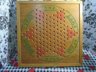 Vintage Chinese Checkers Wood Game Board 16 " X16 " All Wood No Marbles