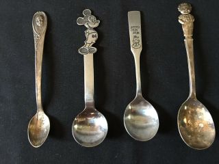Set Of Four (4) Vintage Gerber/campbells/mickey Mouse Spoons