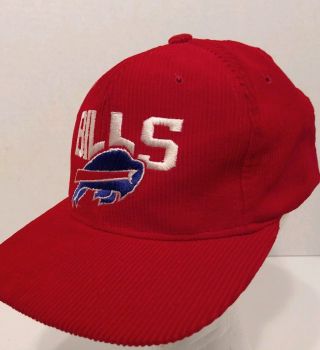 Vintage 1990s Buffalo Bills Corduroy Stitched Snapback Cap Hat Era Pro
