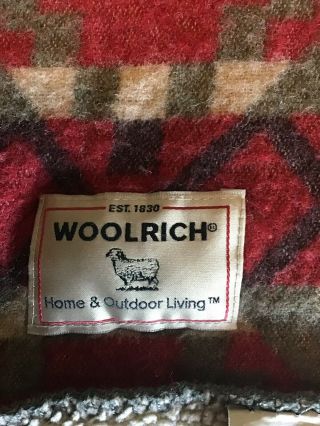 Vintage Woolrich Wool Blend Blanket Southwestern Sherpa Lined 66”x56” 4