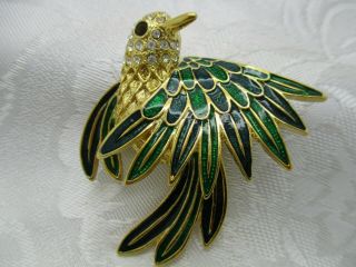 Vintage Estate Jewelry Signed Giovani Rhinestone Hummingbird Bird Brooch Pin