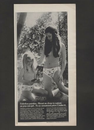 1974 Vintage Print Ad Eiderlon Woman And Girl Wearing Panties No Top Risque L74