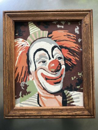 Vintage Clown Paint By Number Painting With Wood Frame,  ‘it’ Clown Steven King