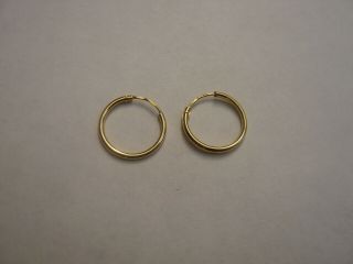 Vintage Gold 18ct 750 Sleeper Earrings 15 Mm Loop Hoop