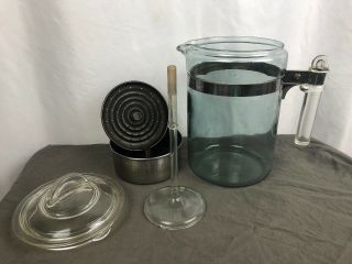 Rare Vintage Pyrex Fire Ware Glass 9 Cup Percolator Coffee Pot Complete 7829 - B