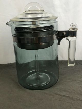 Rare Vintage Pyrex Fire Ware Glass 9 Cup Percolator Coffee Pot Complete 7829 - B 8