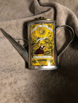 Vtg Olio San Remo D’oliva Olive Oil Tin With Attached Spout And Handle