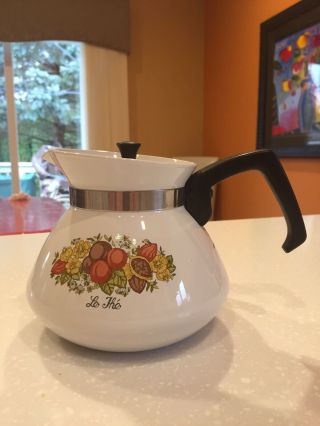Vintage Corning Ware P - 104 6 Cup Tea Pot Spice Of Life With Lid/top Made Usa