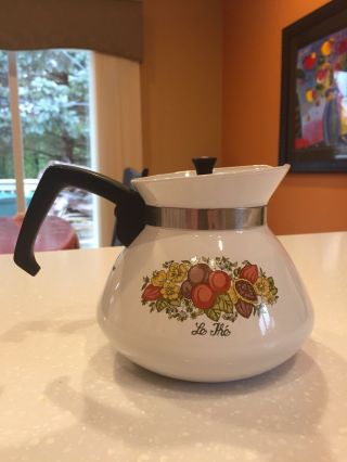 Vintage Corning Ware P - 104 6 Cup Tea Pot Spice of Life with Lid/Top Made USA 3
