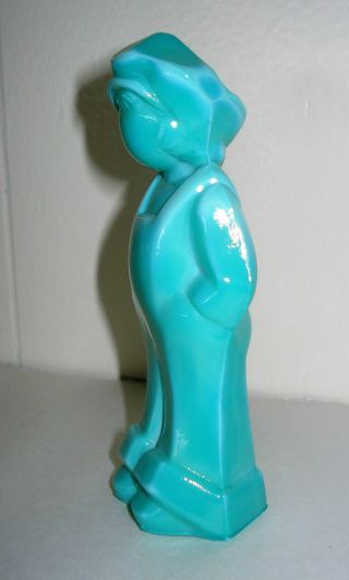 Vintage Art Turquoise Glass Boy Figurine Paperweight Nr