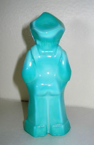 VINTAGE ART TURQUOISE GLASS BOY FIGURINE PAPERWEIGHT NR 3
