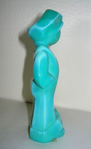 VINTAGE ART TURQUOISE GLASS BOY FIGURINE PAPERWEIGHT NR 4