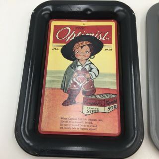 Vintage Campbell’s Soup “The Optimist” Mini Tin Trays Set Of 4 2