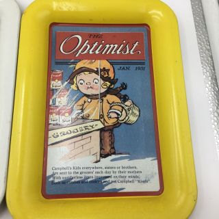 Vintage Campbell’s Soup “The Optimist” Mini Tin Trays Set Of 4 5