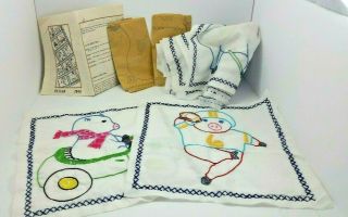 Vintage Pigs Baby Stamped Cross Stitch Quilt Kit Unfinished Needlepoint Craft