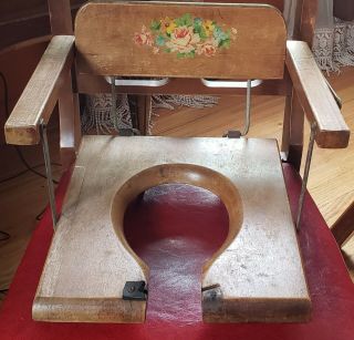 Vintage Baby Childs Wooden Potty Chair Fits On Toilet Kids Training Seat Rustic