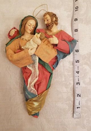 Large 9.  5 " Vintage Mary,  Joseph,  Baby Jesus Nativity Christmas Ornament