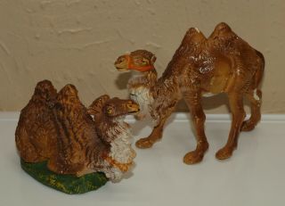 Vintage 4 " Scale Nativity Set Of 2 Camels Composition Italy